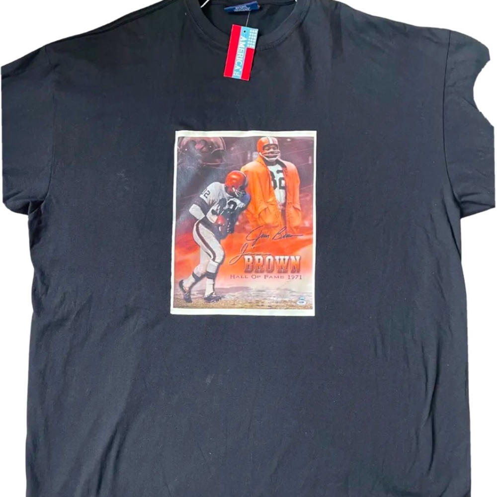 Men’s Black 2XL Oversized Jim Brown NFL Hall Of Fame | by America
